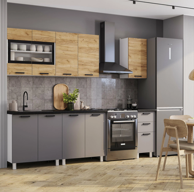 Кухонный гарнитур Крафт 2.0, Крафт/Графит