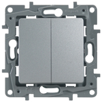 Переключатель 2х-клавишный 10A 250В алюминий ETIKA Legrand