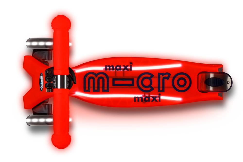 Самокат Maxi Micro Deluxe Glow Plus (светящийся) LED красное сияние