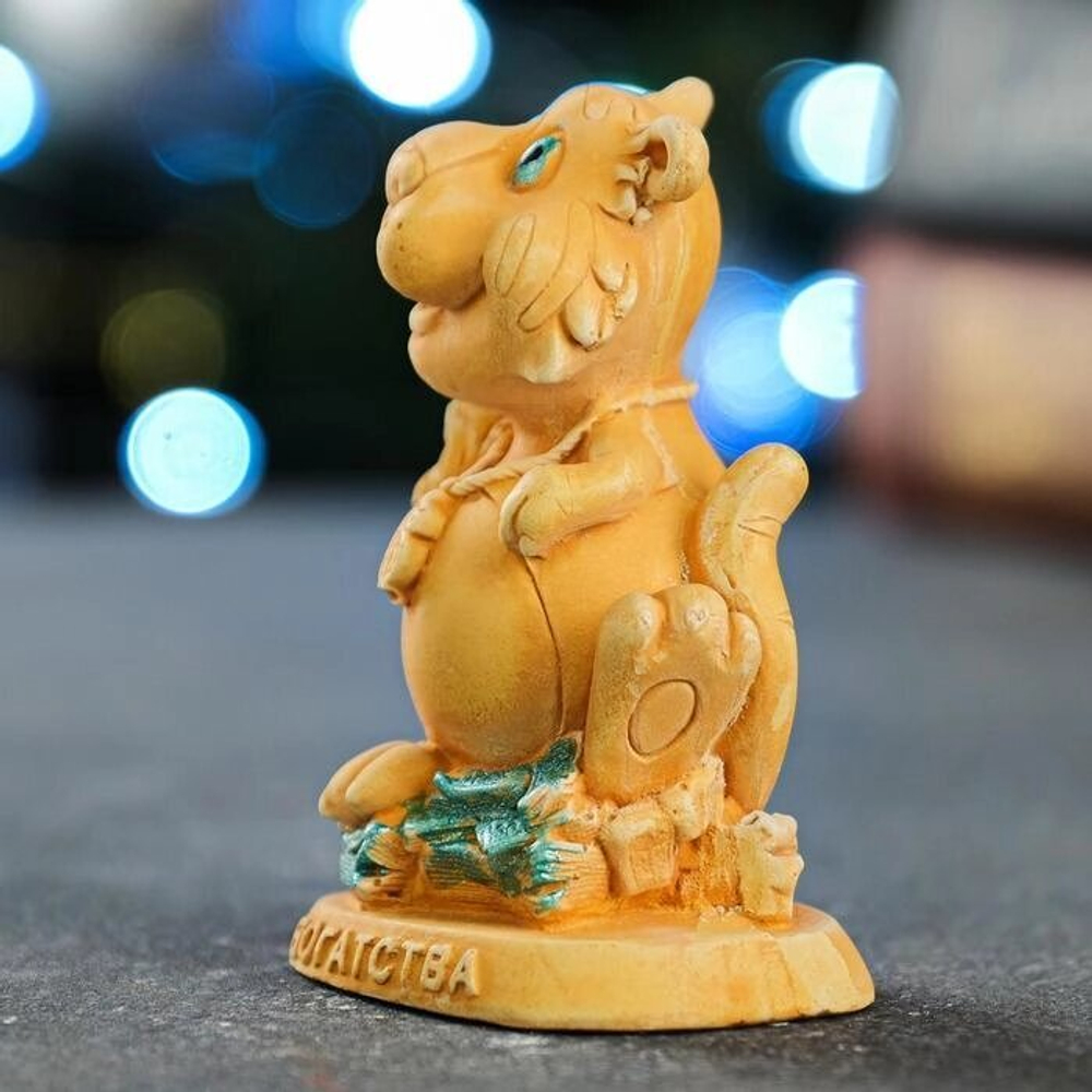 Статуэтка "Тигр желает богатства" охра, 8х5х5 см