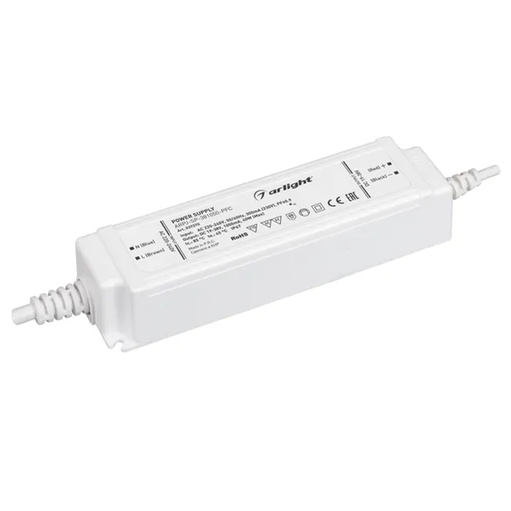 Блок питания ARPJ-SP-381050-PFC (40W, 19-38V, 1.05A) (Arlight, IP67 Пластик, 5 лет) 037270