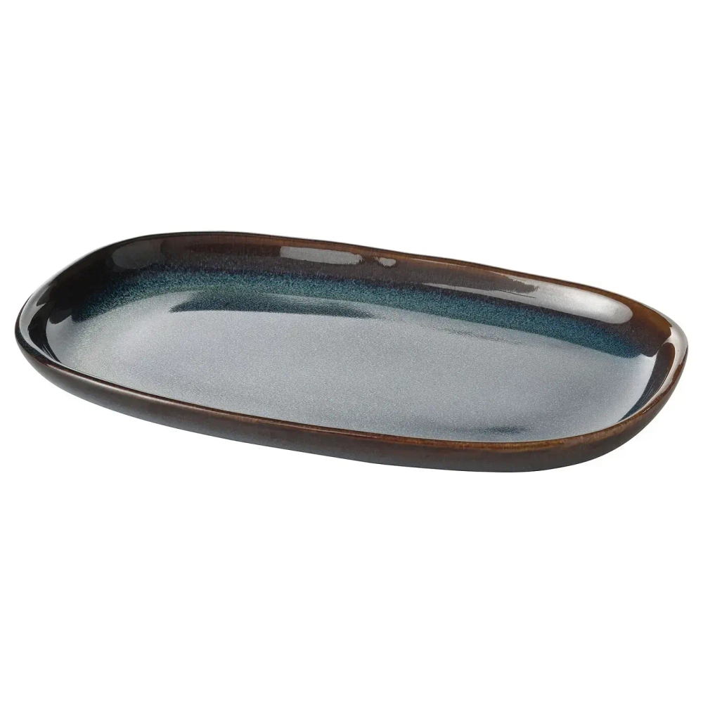 Тарелка декоративная IKEA GLADELIG (ГЛАДЕЛИГ), Синий, 20x13 см