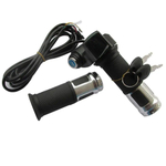 Ручка газа с вольтметром и замком зажигания (кабель 2 метра) серебряная