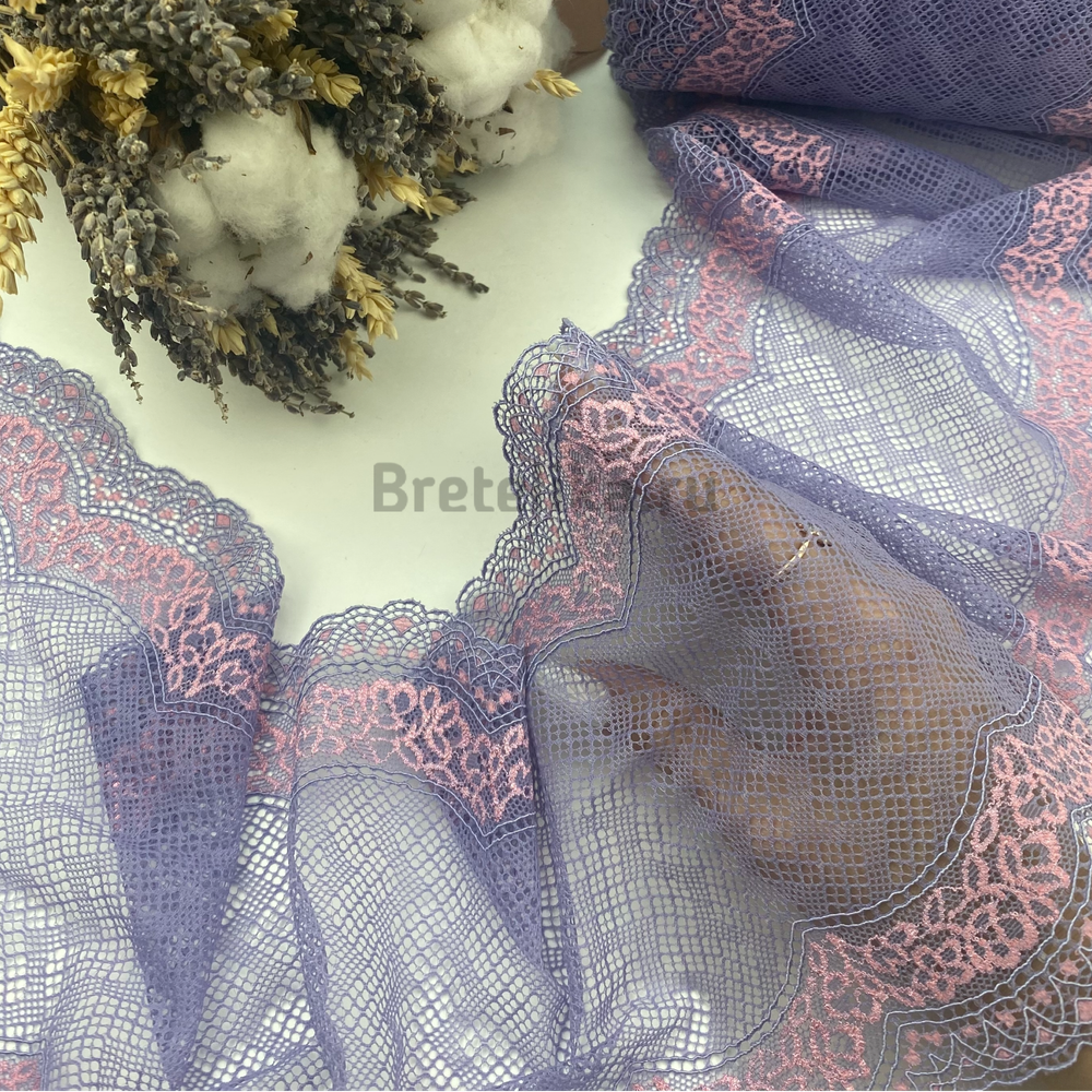 Кружево эластичное фиолетово-розовое 17 см