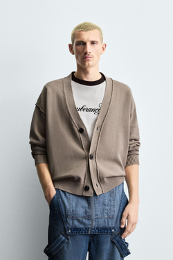 ZARA КАРДИГАН СВОБОДНОГО КРОЯ, ПЕСОЧНЫЙ