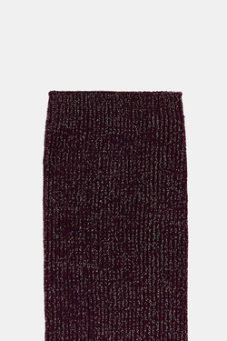 ZARA НОСКИ ИЗ ПОЛИАМИДА С МЕТАЛЛИЗИРОВАННОЙ НИТЬЮ, БУРГУНДИ