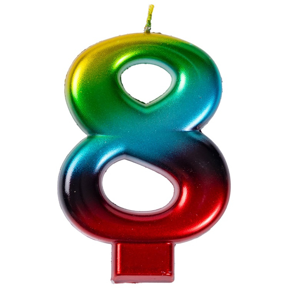Свечи-цифры Радуга 8 см
