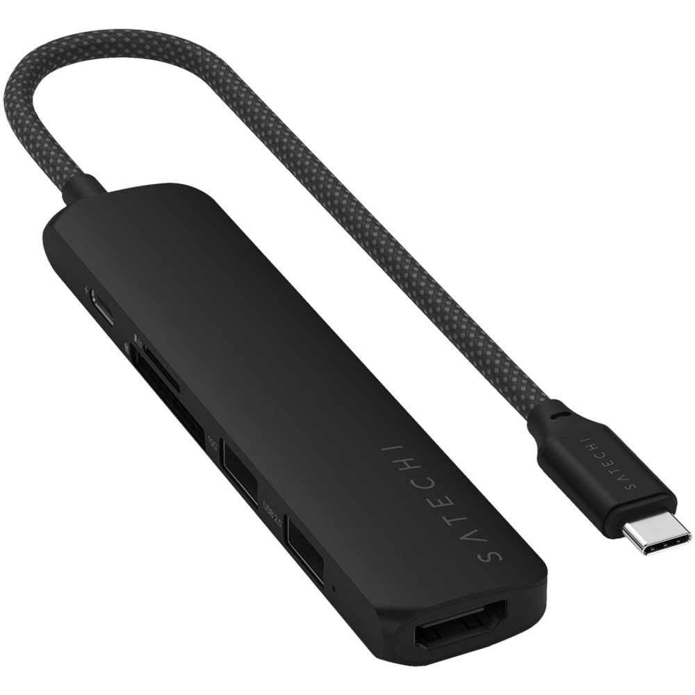 SATECHI 6-in-1 USB-C Slim Multiport Adapter (Black)
