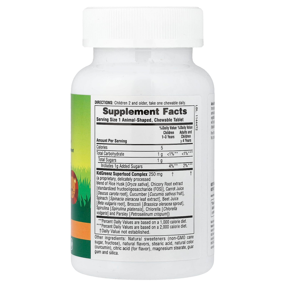 NaturesPlus, Animal Parade®, Kid Greenz®, пищевая добавка для детей с натуральным вкусом зелени, тропические фрукты, 90 таблеток в форме животных