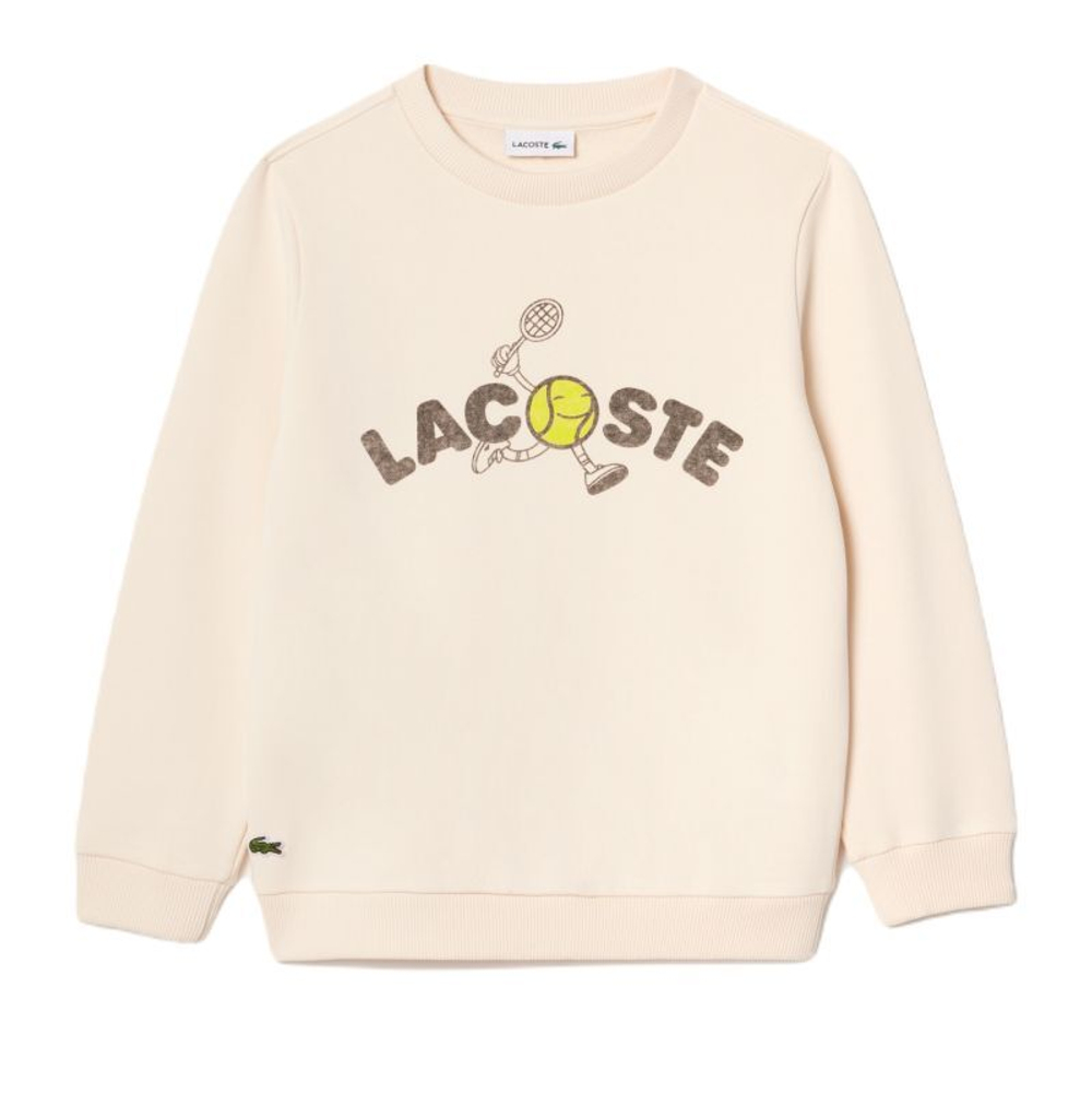 Кофта для мальчика теннисная Lacoste Printed Crew Neck - Бежевый