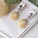 LEFIREL' Серьги серебряные женские "Энель" с цветами из муранского стекла / ювелирные украшения из родированного серебра 925