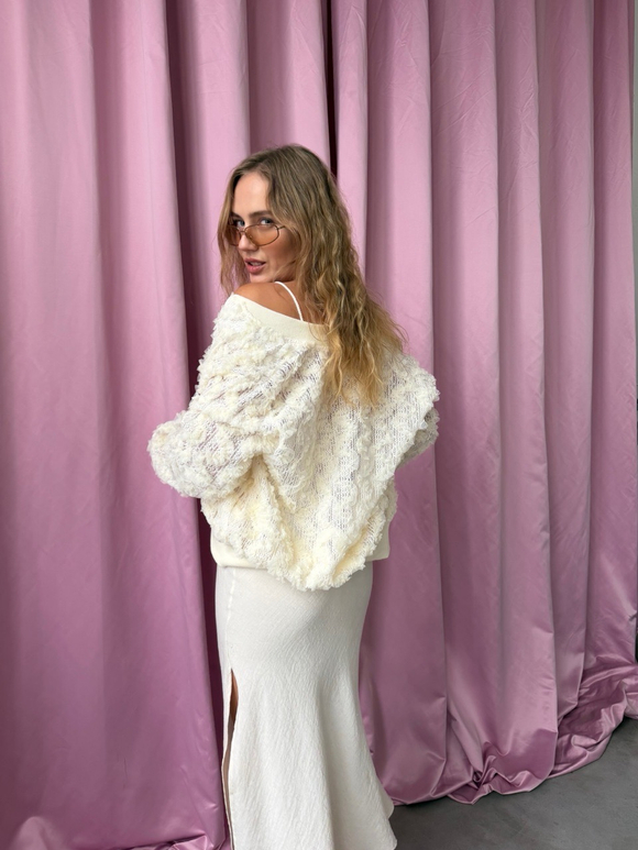 Кружевной бомбер Boho молочный