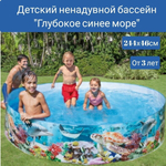 Бассейн каркасный Intex 58472 Snapset 244х38 см / Круглый сборный бассейн Пляжные друзья Интекс жесткий для дачи