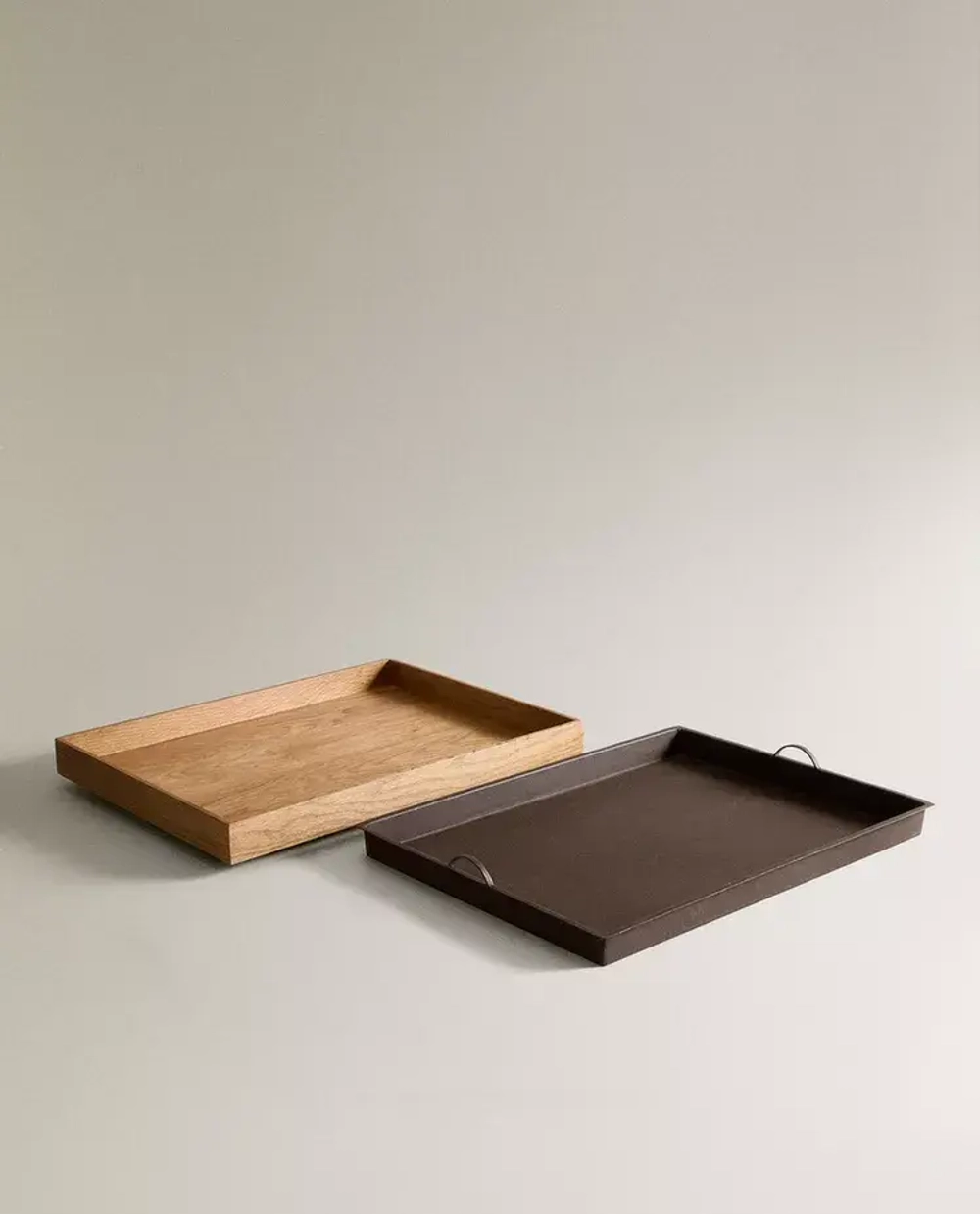 ZARA HOME ПОДСТАВКА ДЛЯ ОБУВИ С МЕТАЛЛИЧЕСКИМИ РУЧКАМИ, КОРИЧНЕВЫЙ