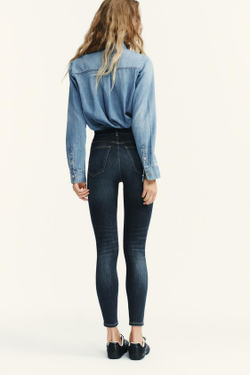 ZARA ДЖИНСЫ TRF SKINNY С ВЫСОКОЙ ПОСАДКОЙ, МОРСКОЙ СИНИЙ