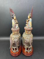 Парные фигуры из кости — Гуань Инь верхом на Цилинь