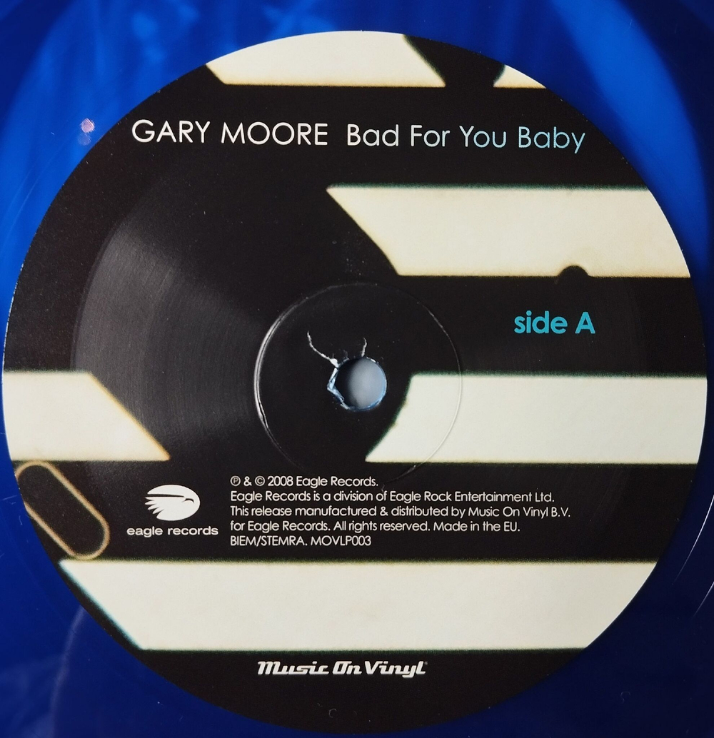 Винтажная виниловая пластинка LP Gary Moore Bad For You Baby (EU 2017) (Blue Vinyl)