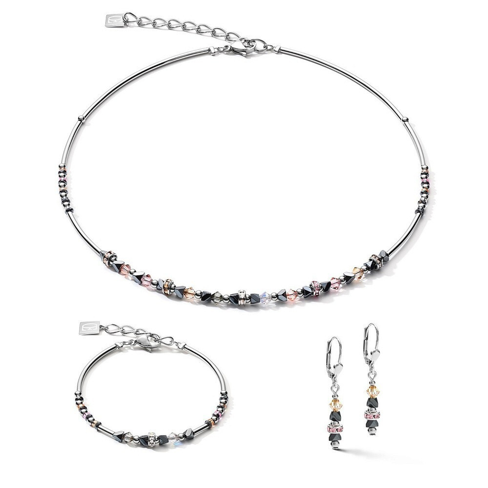 Серьги Coeur de Lion Peach Rose 5082/20-0227 цвет серый, розовый