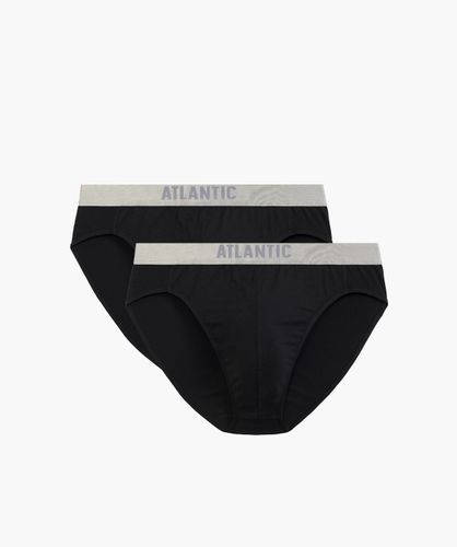 Мужские трусы слипы спорт Atlantic, набор из 2 шт., пима хлопок, черные, Basic 2BMP-013