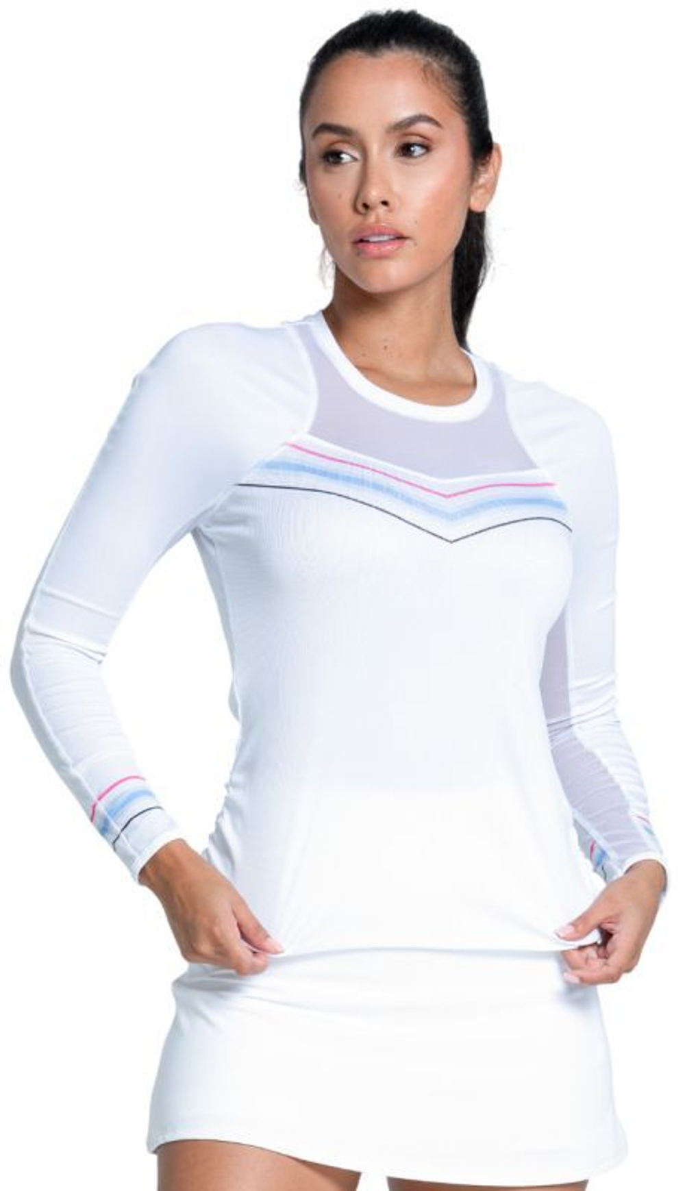 Женская теннисная футболка   Lucky in Love Got The Blues Blue Streak Long Sleeve
