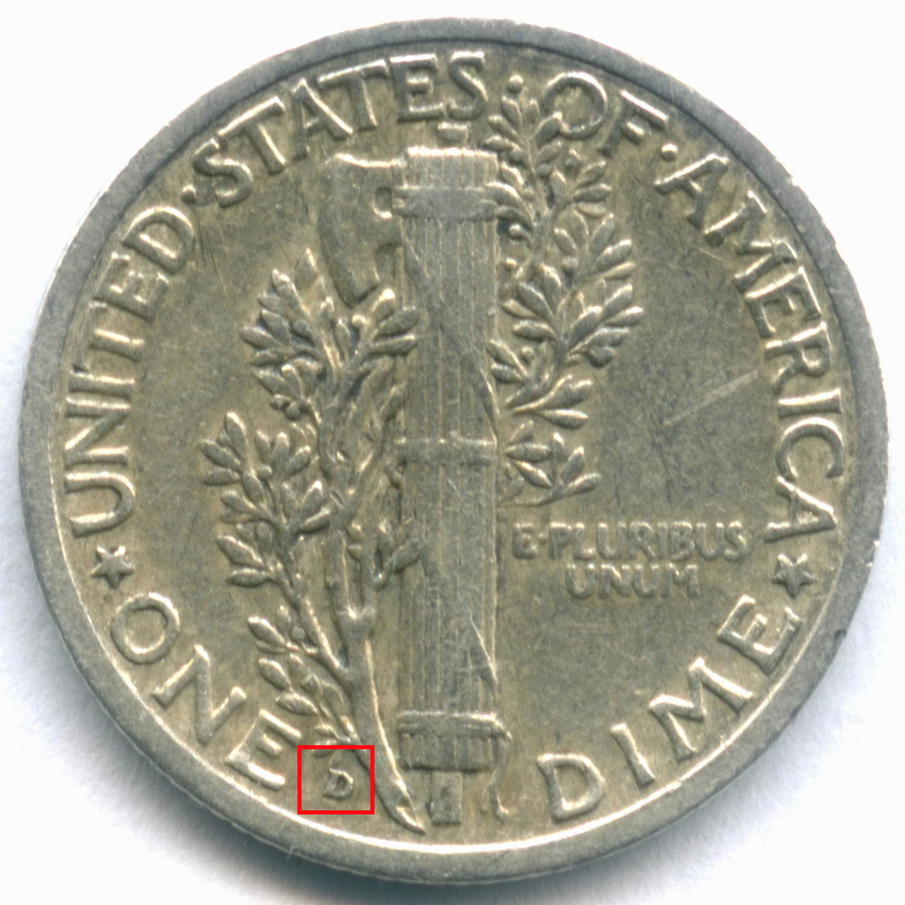 1 дайм (10 центов) 1940 (D). США VF (Меркурий) Серебро