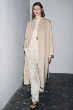 ZARA МИНИМАЛИСТИЧНОЕ ПАЛЬТО ИЗ СМЕСОВОЙ ШЕРСТИ — ZW COLLECTION LIMITED EDITION, БЕЖЕВЫЙ