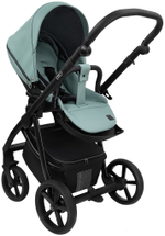 Детская коляска Roan Esso Кожа 3 в 1 с автокреслом Pituso Baesa Pro Black ESSK/214/1 Misti Mint/Grey/руч.Черный