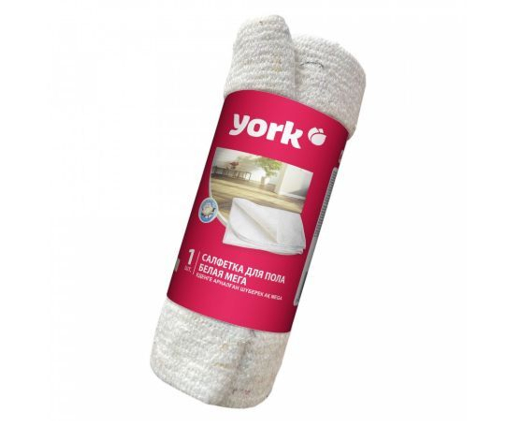 10 шт. Тряпка для мытья пола York "Мега", хлопок/полиэстер, 80*100см, 260г/м2, белая, инд. упаковка