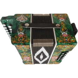 ГАРМОНЬ "ЧАЙКА" (S48/1ХL, 21х12), ЦВЕТ ЗЕЛЁНЫЙ, РОСПИСЬ "ПАЛЕХ"