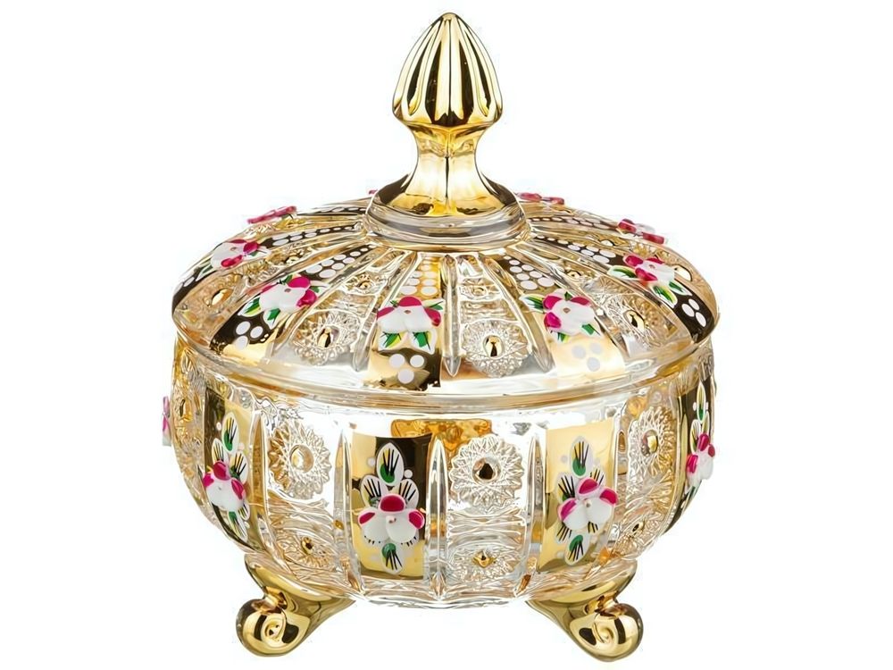 Конфетница с крышкой &quot;Lefard Gold Glass&quot; 12*14см