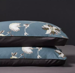 Постельное белье ЕВРО (двуспалка) Египедский Хлопок Зеленый коричневый цветы