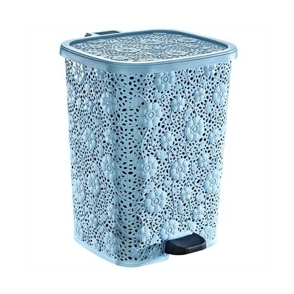 Мусорное ведро с педалью 12 лт АЖУРНОЕ голубой