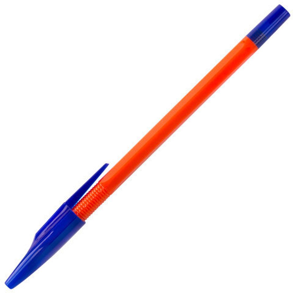 Ручка шариковая масляная STAFF "Basic OBP-679", СИНЯЯ, корпус оранжевый, узел 1 мм, линия письма 0,7 мм, 142679