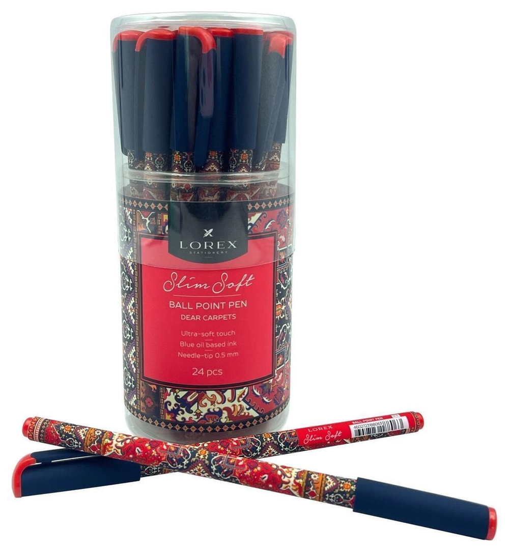 Ручка масляная 0,5мм. "Dear carpets" Slim Soft Grip синий ассорти кругл.корп. ultra-soft touch (LORE