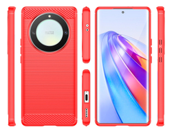 Чехол красного цвета для телефона Honor X9A (с 2023 года), серия Carbon (дизайн в стиле карбон) от Caseport