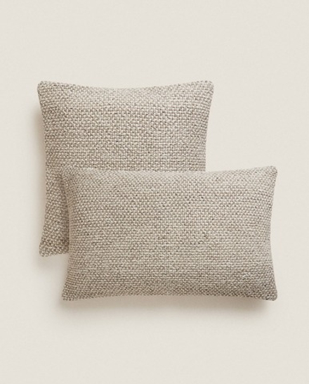 ZARA HOME ПЛЕТЕНЫЙ ЧЕХОЛ ДЛЯ ДЕКОРАТИВНОЙ ПОДУШКИ, СЕРЫЙ