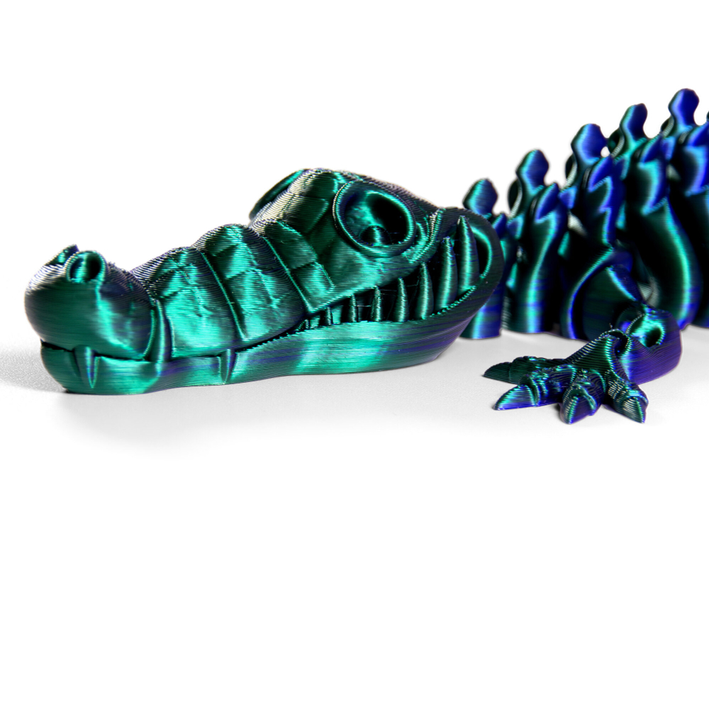 Веселый Крокодил-скелетон, гибкая шарнирная игрушка-антистресс, 3D печать, 32 см, сине-зеленый