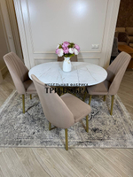 Круглый раздвижной стол "Лофт", белое золото и стулья "Чикаго"