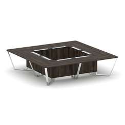 Steel Meet Стол переговорный квадратный MMK-PR.B.SP-16K Дуб Мали/Графит Глянец/Нержавеющая Сталь/Хро