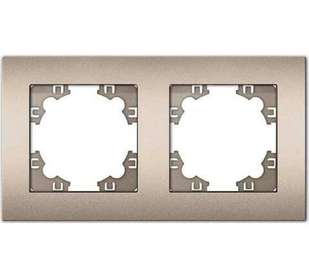 Рамка двухместная горизонтальная "UNIVersal" серия "Афина" шампань (еврослот) (HU2330)
