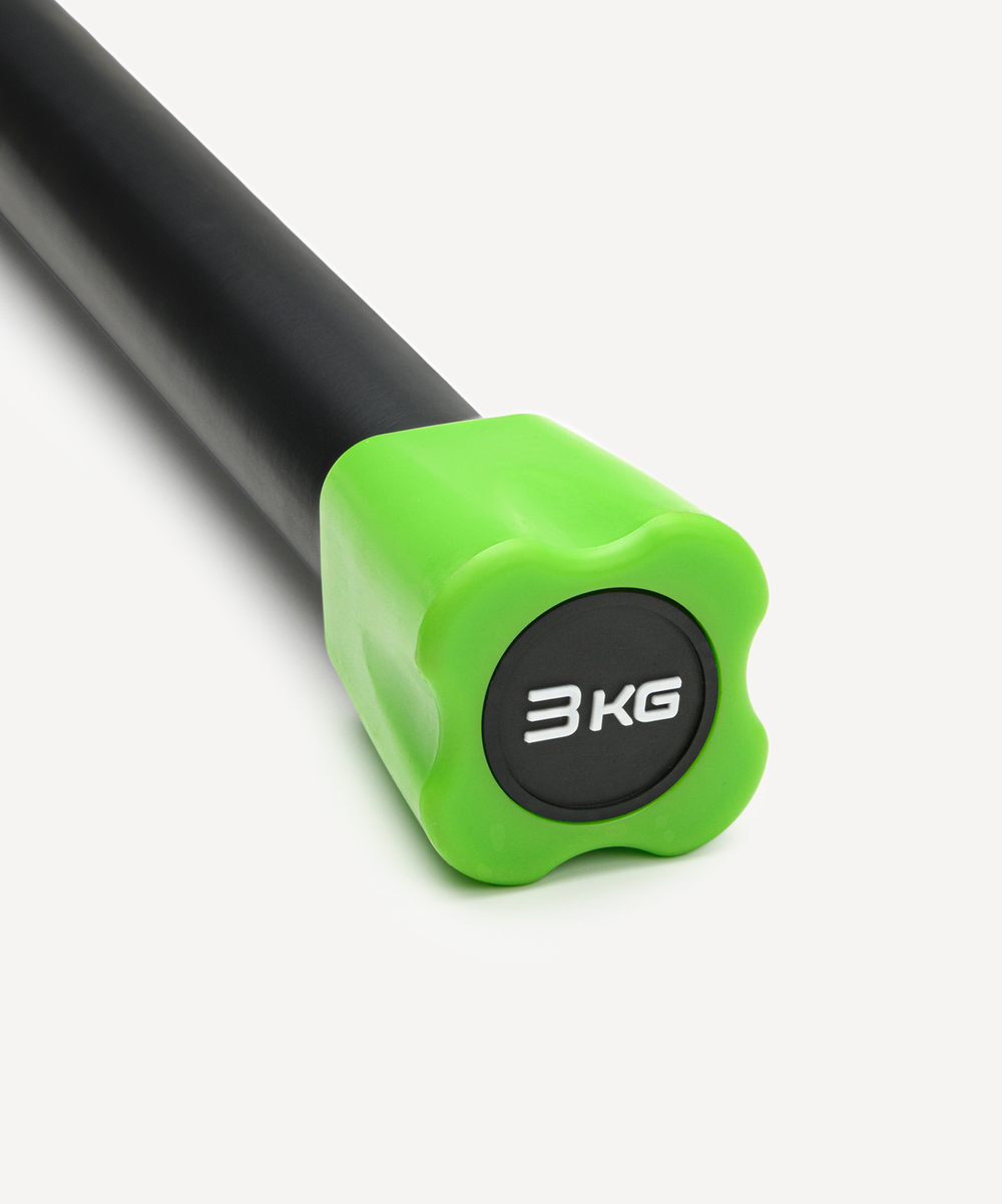 Бодибар BB-301 3 кг, неопреновый, черный/зеленый