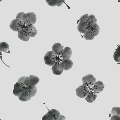 Милый серый узор с сакурой