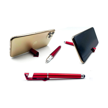 Подставка для телефона 3в1 Ручка, стилус, подставка, красный
