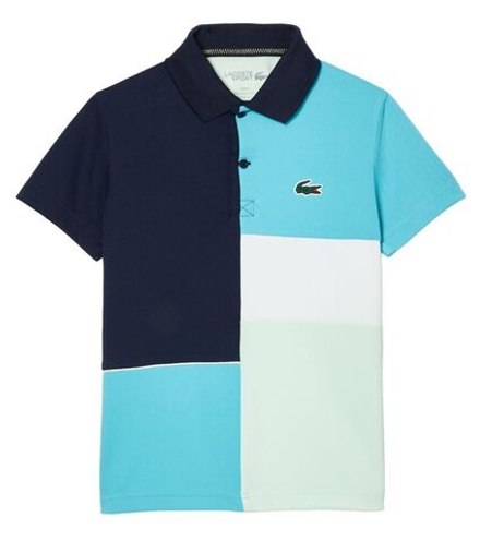 Детская теннисная футболка Lacoste Recycled Pique Knit Tennis Polo Shirt - navy blue/blue/green/white