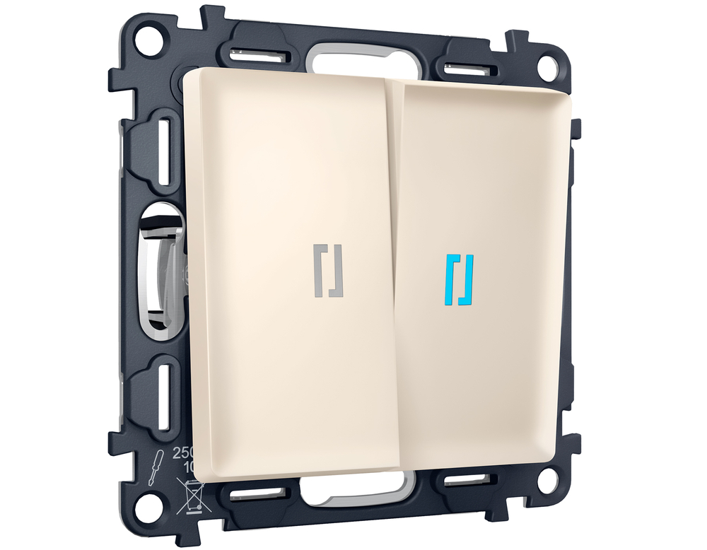 MA324020 Комплект механизма 2-кл выключателя с подсветкой 10000K ALFA Бежевый матовый QUANT (AP3240, VM115, G17B)