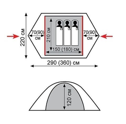 Палатка TRAMP Peak 3 (V2), артикул TRT-26, цвет Серый