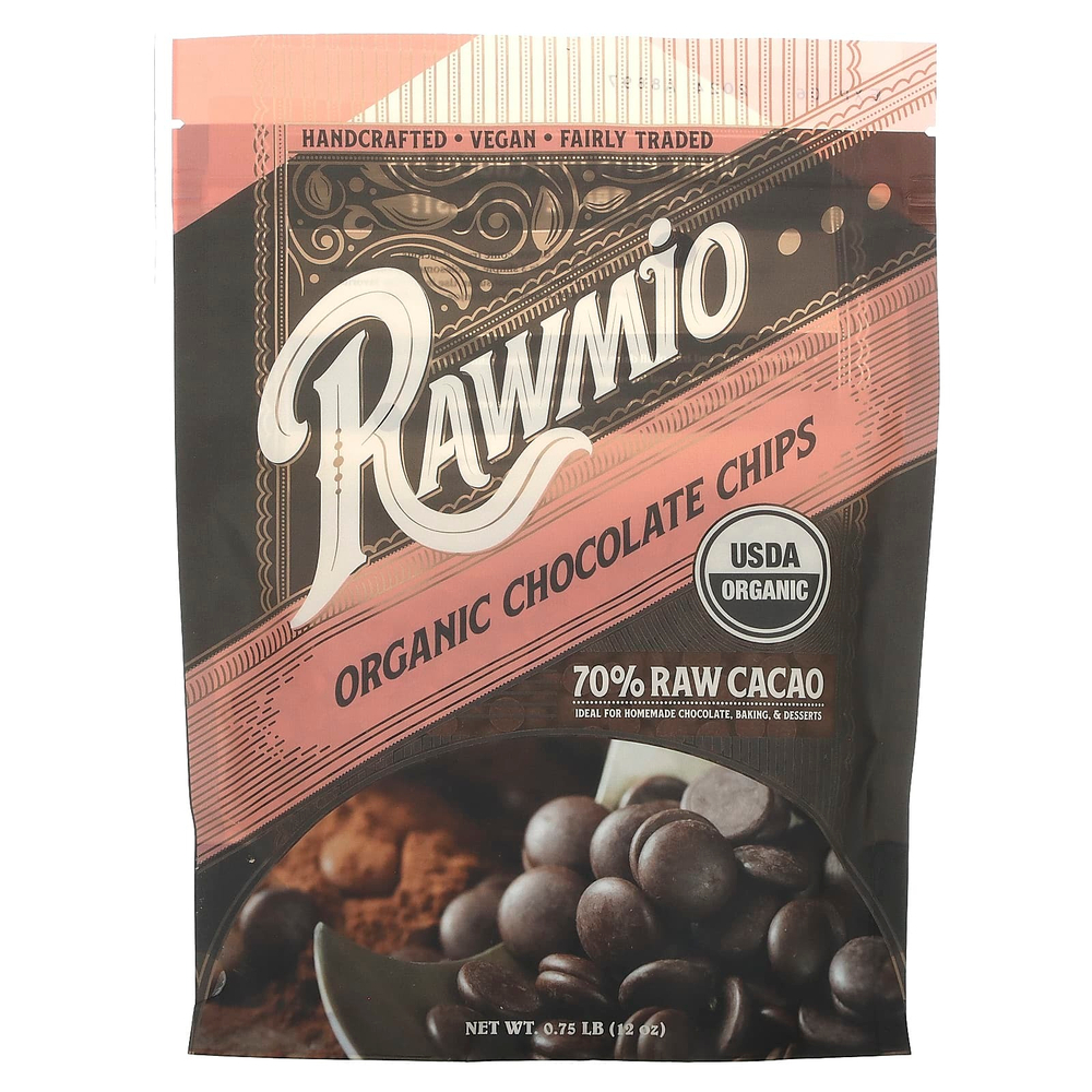 Rawmio, Органические шоколадные крошки, 70% сырого какао, 0,75 фунта (12 унций)