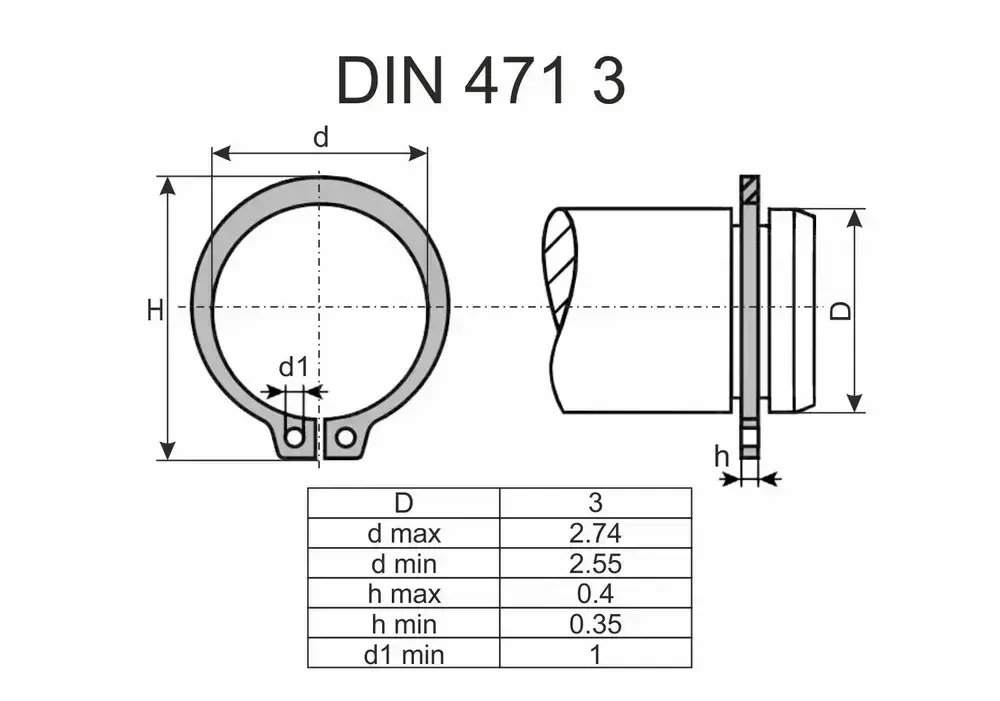 Кольцо стопорное на вал DIN 471 ГОСТ 13942-86 d 10 мм 5 шт.