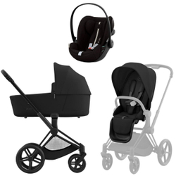 Коляска Cybex Priam IV Matt Black complete и автокресло Cloud G i-Size Moon Black Plus 3 в 1 Sepia Black