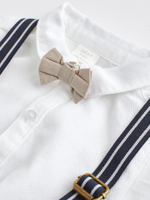 Боди с длинным рукавом и брюки на подтяжках в комплекте для малышей Next N31-190, Темно-синий, Белый